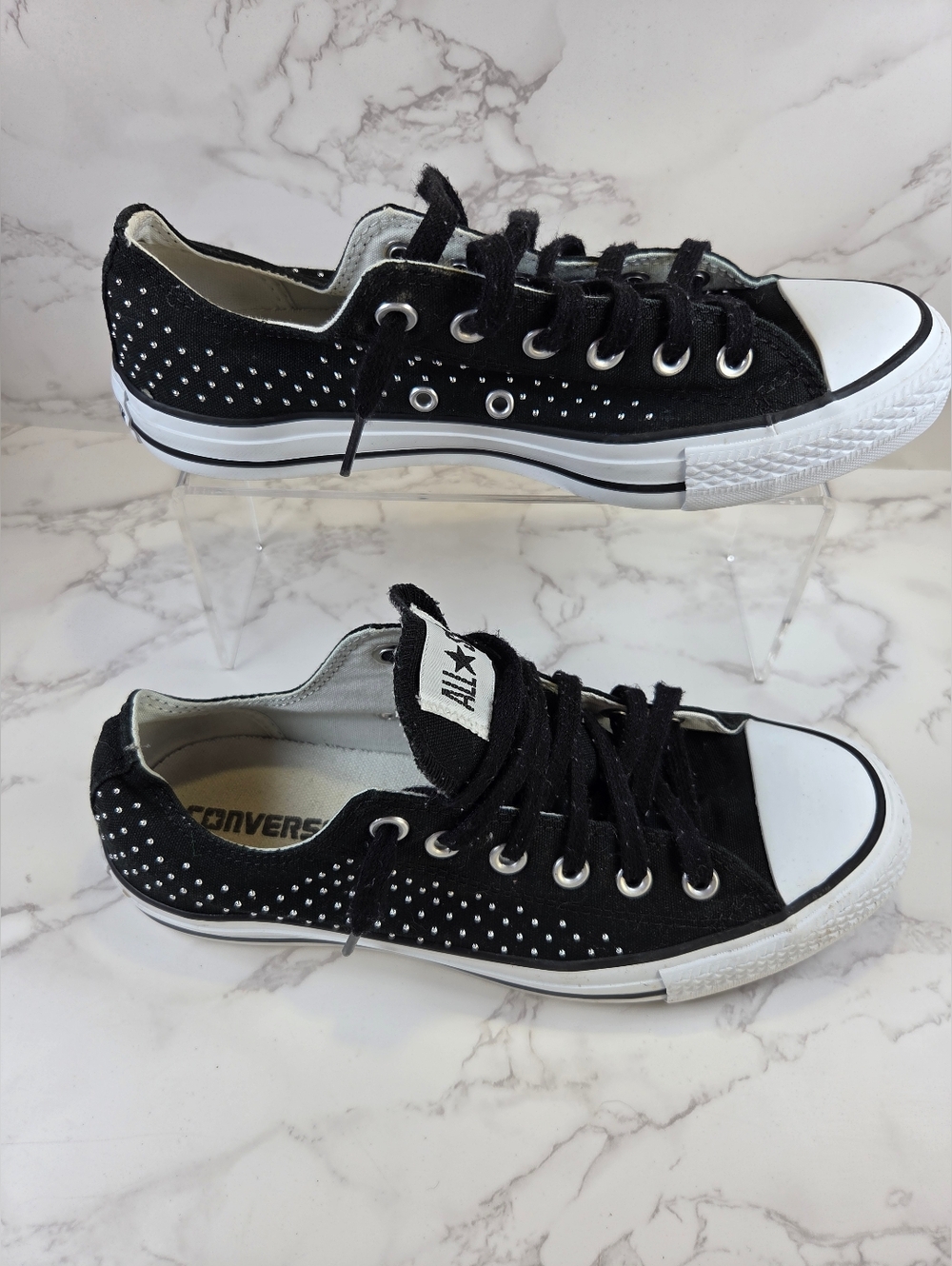 Converse Black Rhinestone Low-Top Sneakers